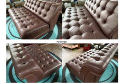 画像2: オールド カリモク ボタン留め 2人掛け ソファー カタカナカリモク