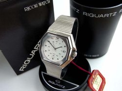 画像1: 70年代リコー RIQUARTZ ネイビー 水晶時計デッドストック