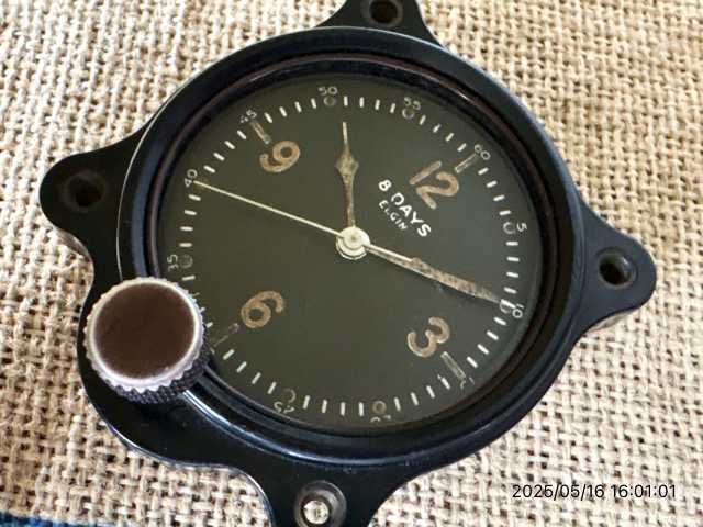 画像: OH済み エルジン2 コックピット  クロック 飛行時計 8DAYS アメリカ製