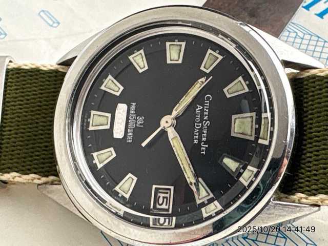 画像: OH済み シチズン スーパージェット  オートデーター 39石 黒文字盤 三ツ星 51202-Y