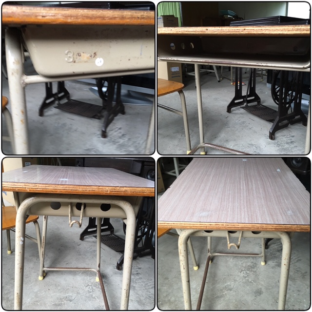 昭和レトロ 学校机 椅子セット 勉強机 学習机 木製天板 古い - AITA 昭和レトロ