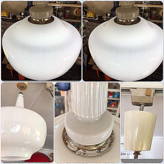 画像4: ナショナル 松下電器 乳白色ガラス白熱灯照明 昭和レトロ