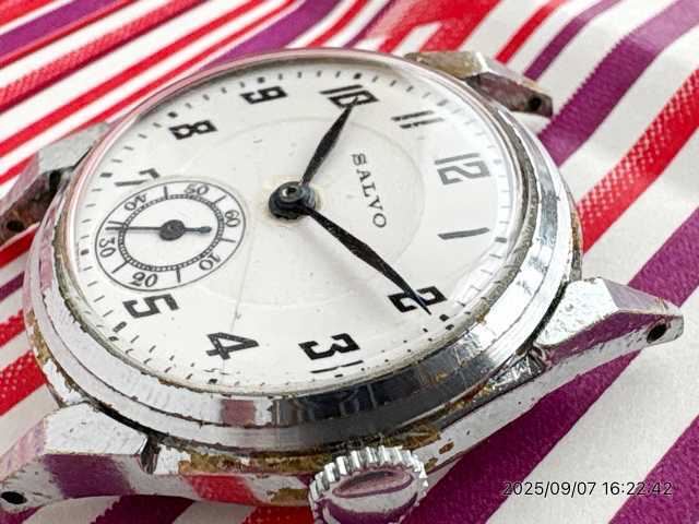 画像3: OH済み デッドストック（新品）メーカー不明 スモセコ  1940年代 文字盤SALVO 15石 戦前 戦後 